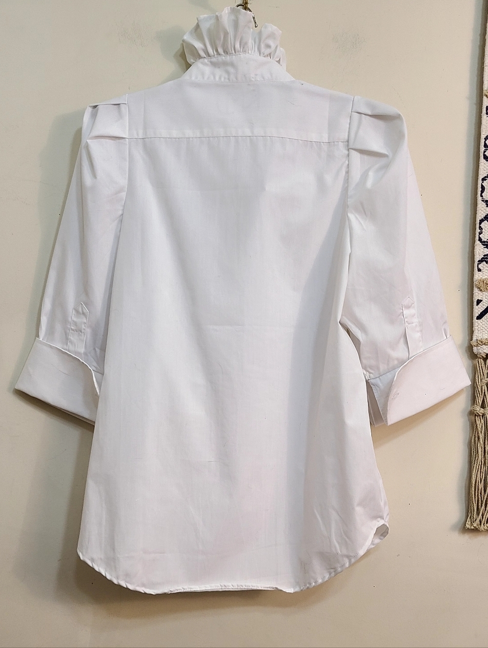 KMJ Kate McHale Jensen Ruffled Tuxedo Shirt In White Size Large - Picture 4 of 5